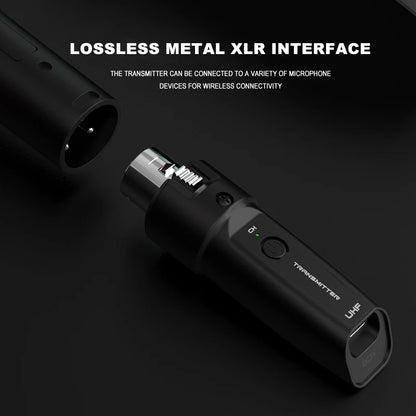 BOMGE UHF XLR Wireless Microphone Adapter System – Transmitter & Receiver for Dynamic Microphone, Guitar, Audio Mixer & PA System