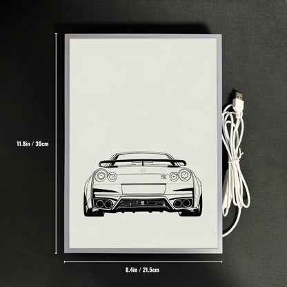 GTR Anime Racing LED Night Light – Car-Themed Bedroom Decor Lamp for Anime Fans, Ambient LED Lampara de Noche & Gift Light