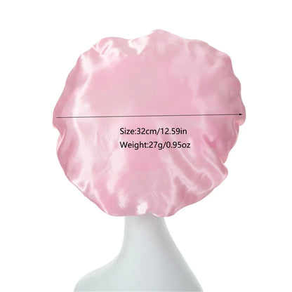 Women's Silky Satin Night Sleep Cap - Double Layer Adjustable Hair Bonnet, Shower Cap for Curly Hair Styling Accessories