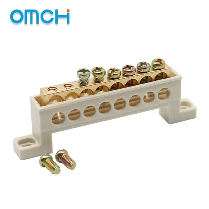 Brass Terminal Block A10 Multi-Hole (3–15 Way) – Neutral Power Distribution Terminal Strip for Electrical Cabinets & Panels