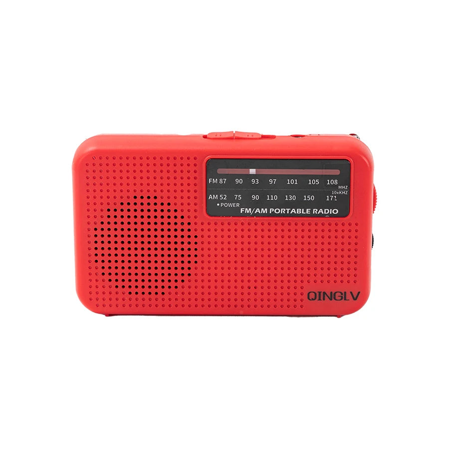 Mini FM/AM Two-Band Radio — 1W Loud Speaker with 3.5mm Headphone Jack & 180° High-Performance Antenna for Home Use