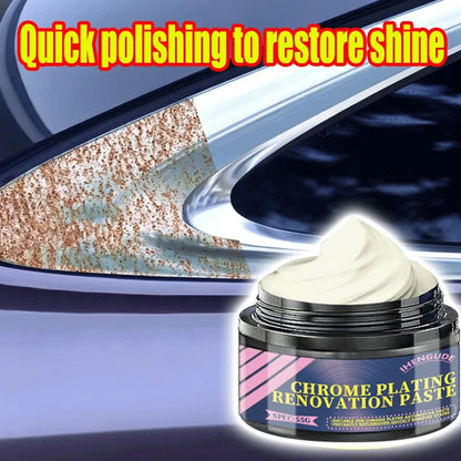 55g Chrome Plating Polish Paste – Metal Rust Remover & Shine Enhancer for Car Trim, Door Handles and Reflective Strips