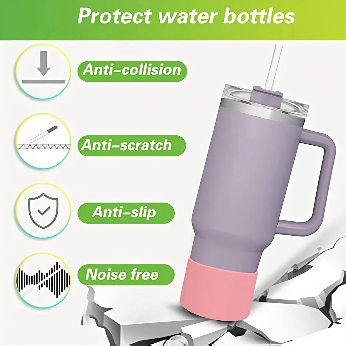 2PCS Silicone Boot Sleeve Covers – Bottom Protectors for Stanley 20/30/40oz Tumblers & Water Bottles