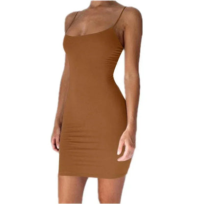 Women’s Summer Spaghetti Strap Mini Dress – Sexy Bodycon Black Club Party Sheath Sundress