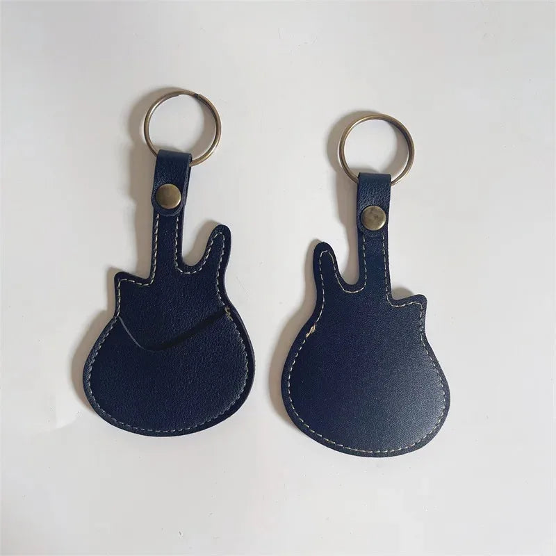 PU Leather Guitar Pick Holder Keychain – Plectrum Bag Case for Guitar Accessories & Music Supplies