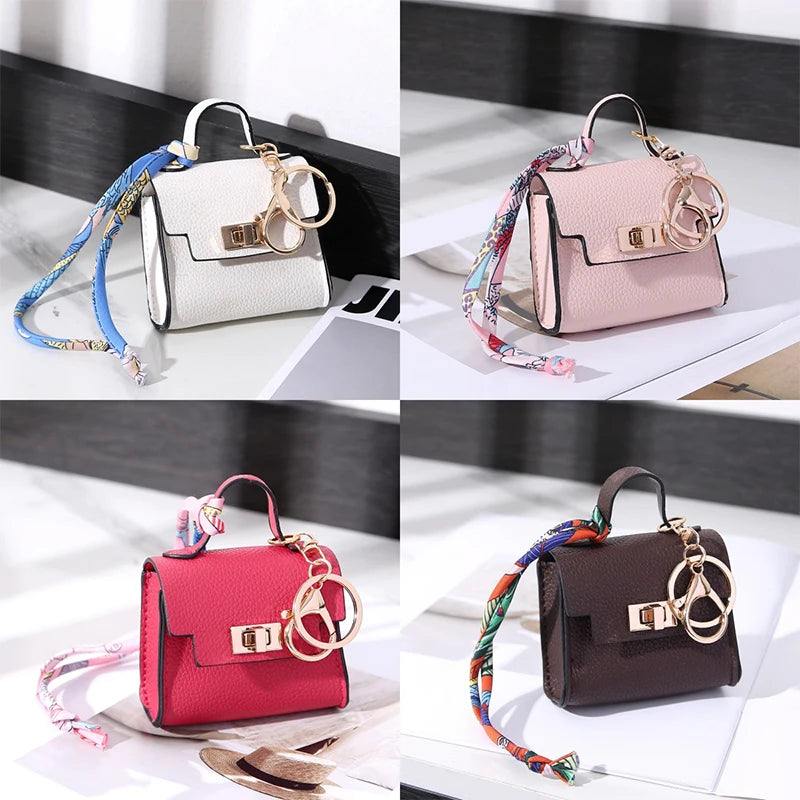 Luxury Mini Coin Purse - Fashionable Silk Scarf Bracelet Keychain Pendant Bag Accessory