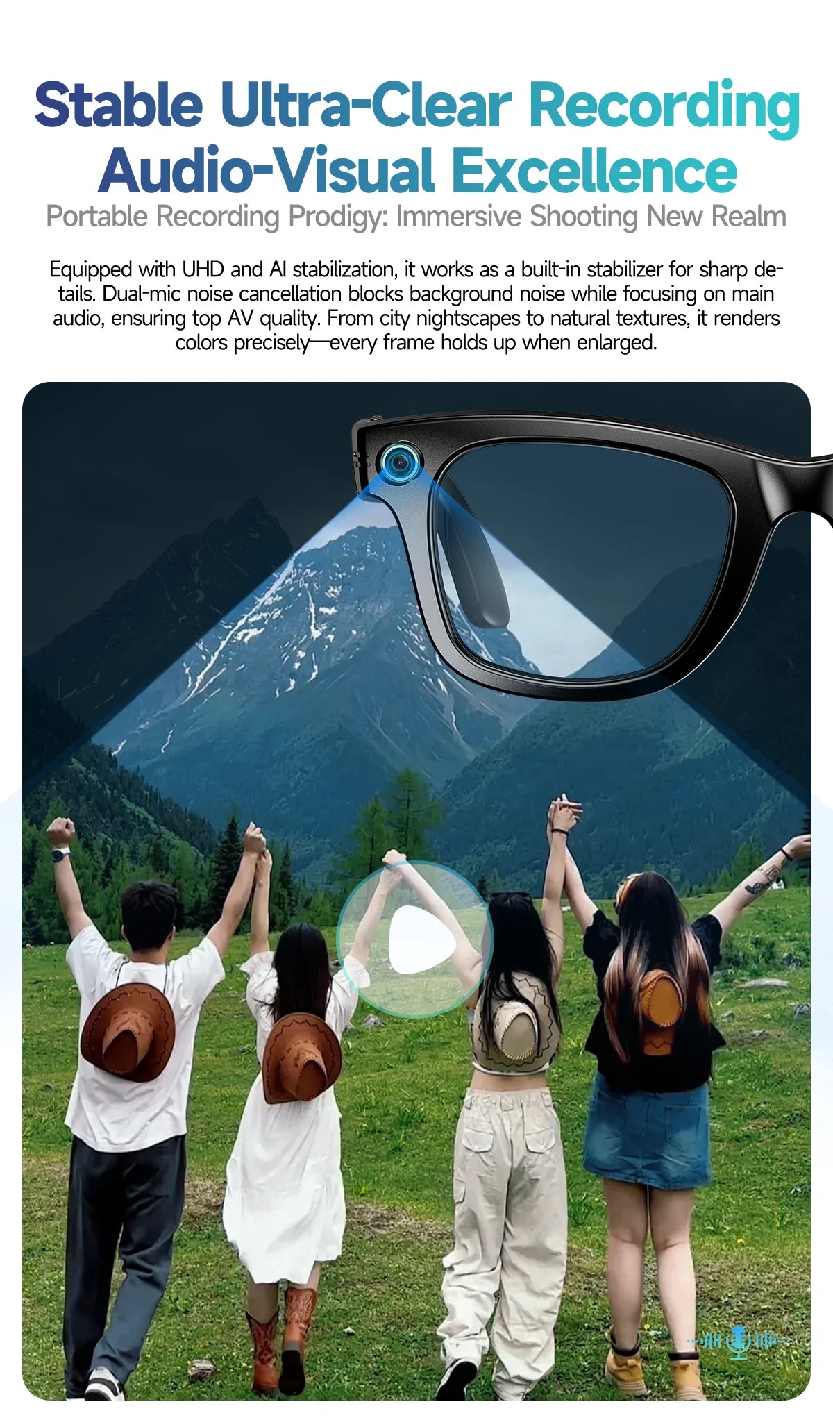 LIGE AI Smart Glasses — 8MP Camera, Video Recording, 100+ Languages Translation, Bluetooth Call & Music for Men & Women