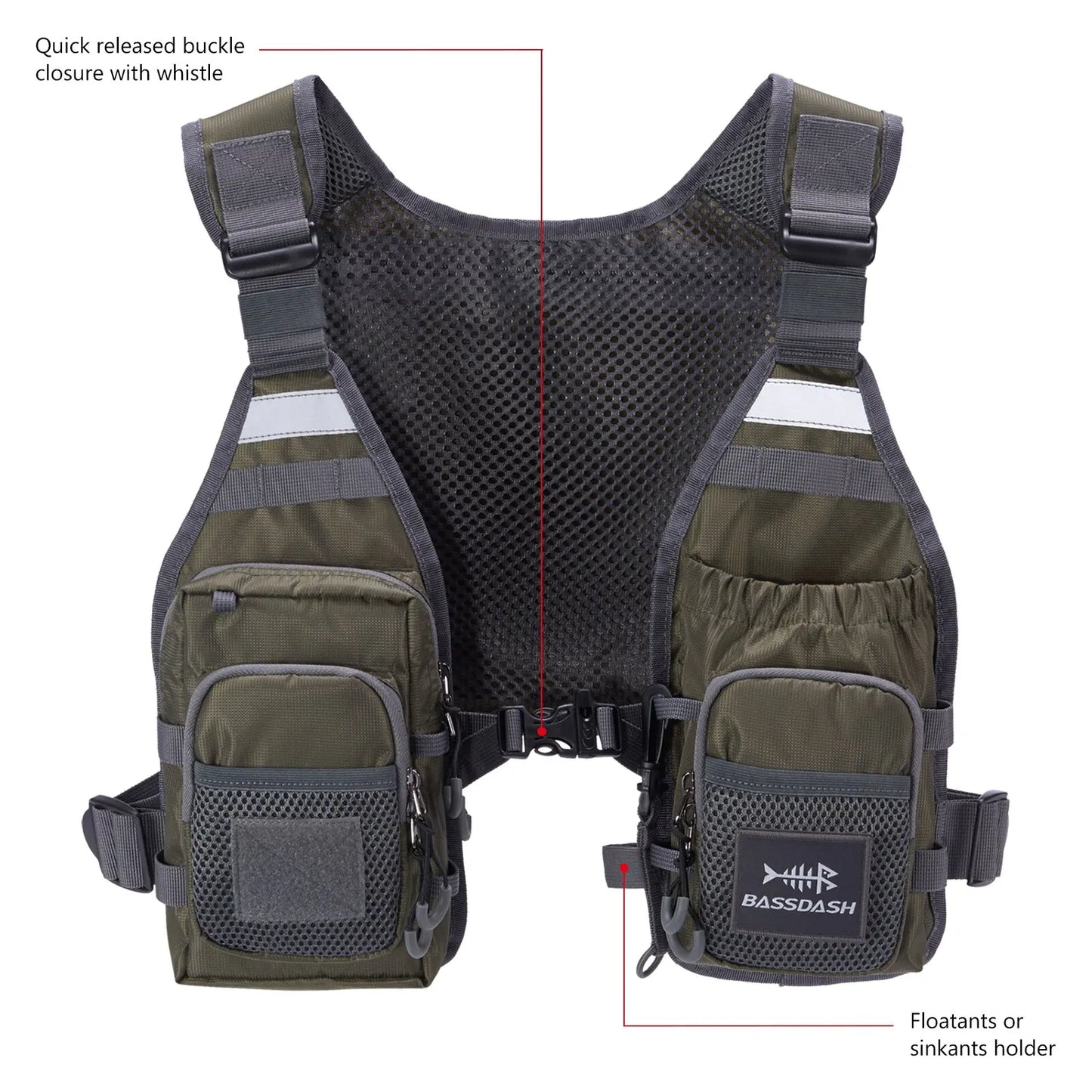 Bassdash FV08 Ultra Lightweight Fly Fishing Vest – Portable Chest Pack for Men and Women, One Size Fits Most