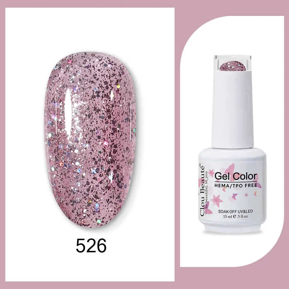 Clou Beaute 15ml Gel Nail Polish Set – Red Black White Green Neon UV Soak-Off Semi-Permanent Nail Varnish Base & Velvet Top Coat