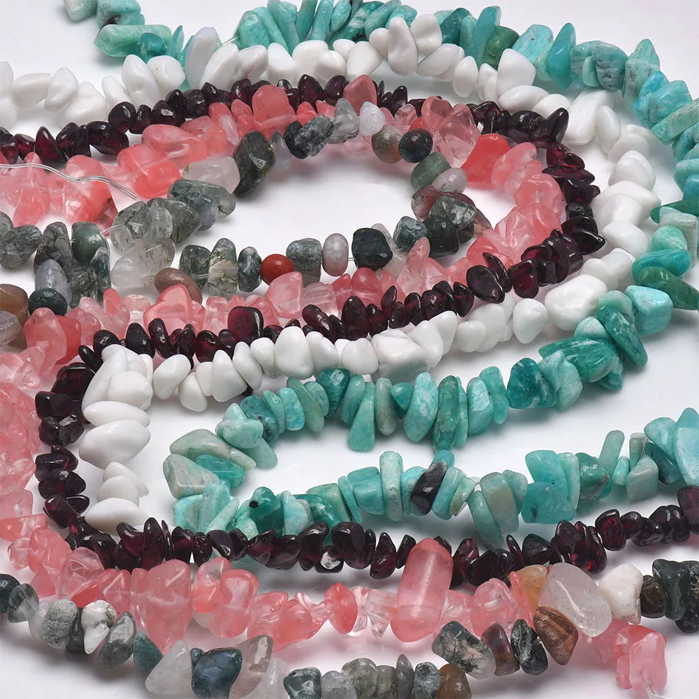 16 Inch Natural Stone Chip Beads - 5-8mm Irregular Crystal Agate Gravel Beads for DIY Bracelets & Jewelry Making
