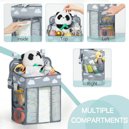 Baby Crib Hanging Storage Bag – Diaper & Nappy Organizer for Cot, Infant Essentials Holder
