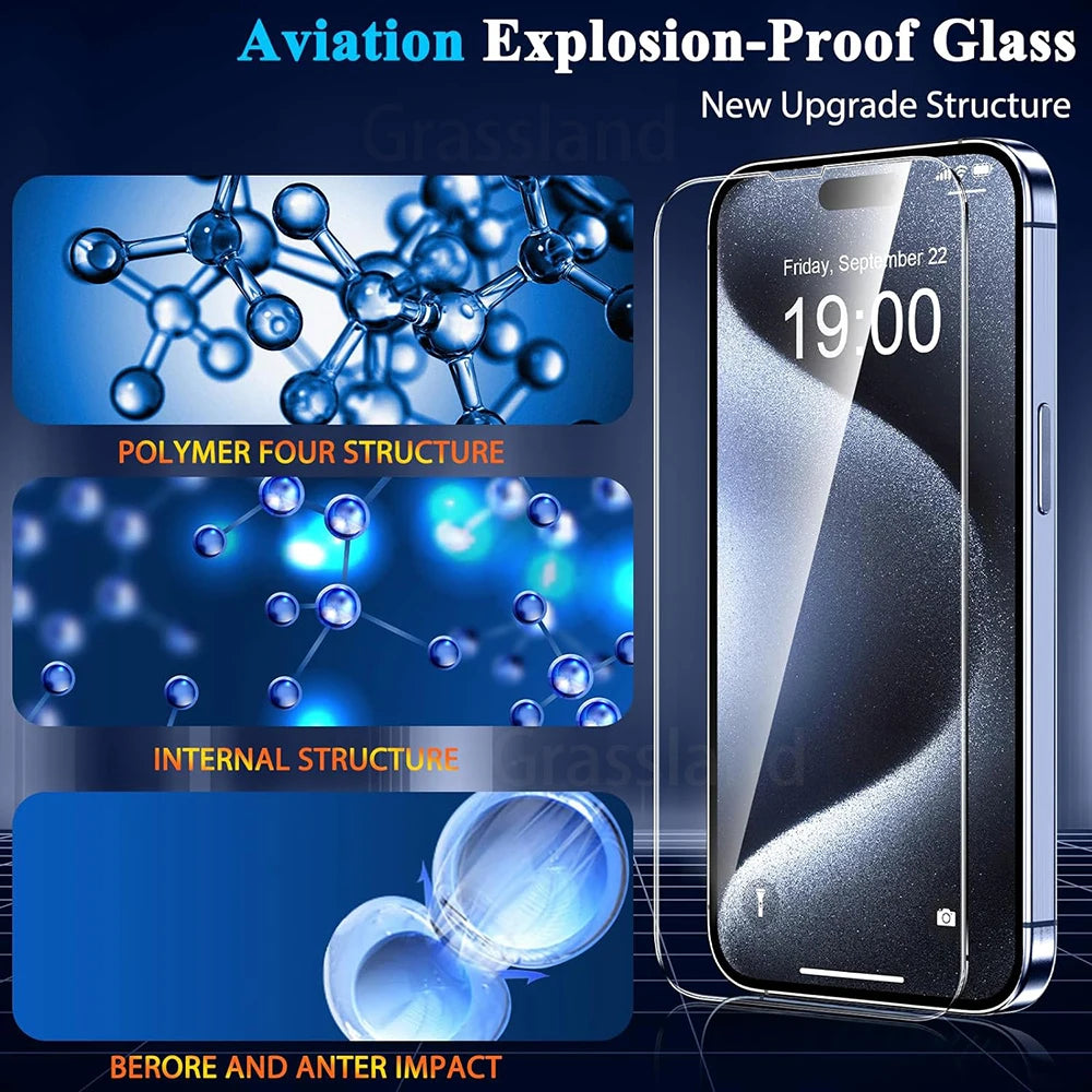 iPhone Tempered Glass Screen Protector - 4 Pack Protective Film for iPhone 7 8 X XR XS 11 12 13 14 15 16 Pro Max