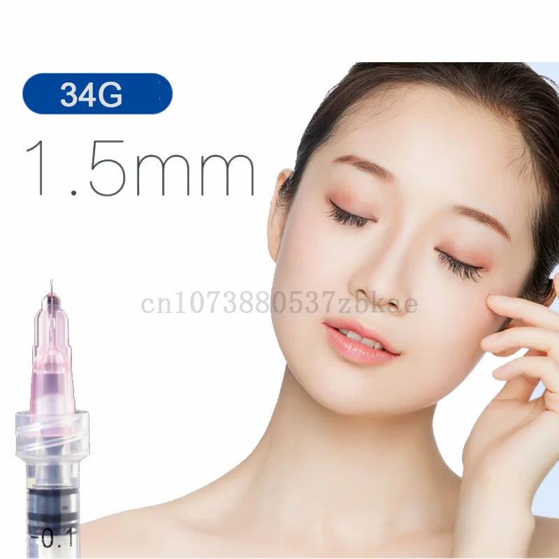 100pcs Tattoo Needles — 34G Safety Needles (1.5mm, 2.5mm, 4mm) for Beauty Injection Syringe & Filler Hand Tool Parts
