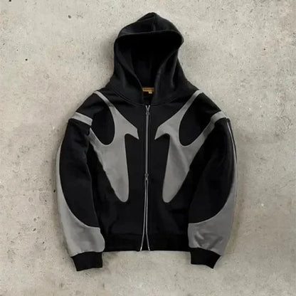 American Retro Devil Print Hoodie - Y2K Harajuku Zip-Up Streetwear Sweatshirt