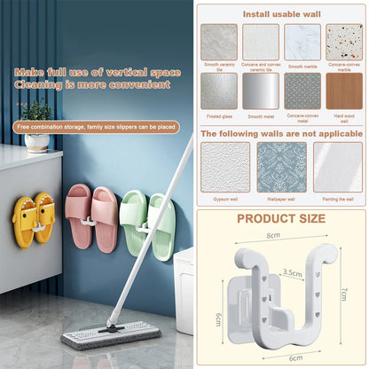 Wall-Mounted Slippers Rack - No Punching, Simple Bathroom Slipper Hook with Drainage, Bedroom Neat Storage and Shoe Drying
