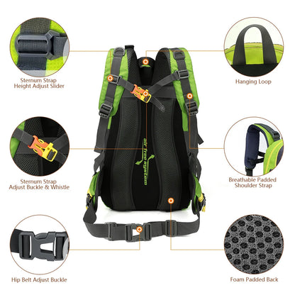 40L Water-Resistant Travel Backpack — Camping, Hiking, Trekking & Climbing Daypack with Laptop Compartment for Men & Women