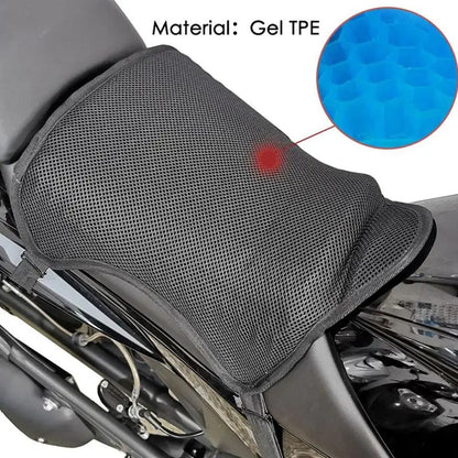 Motorcycle Gel Seat Cushion – Breathable Anti-Slip Shock Absorption Seat Cover with Heat Insulation & Sunscreen Protection (All Seasons)