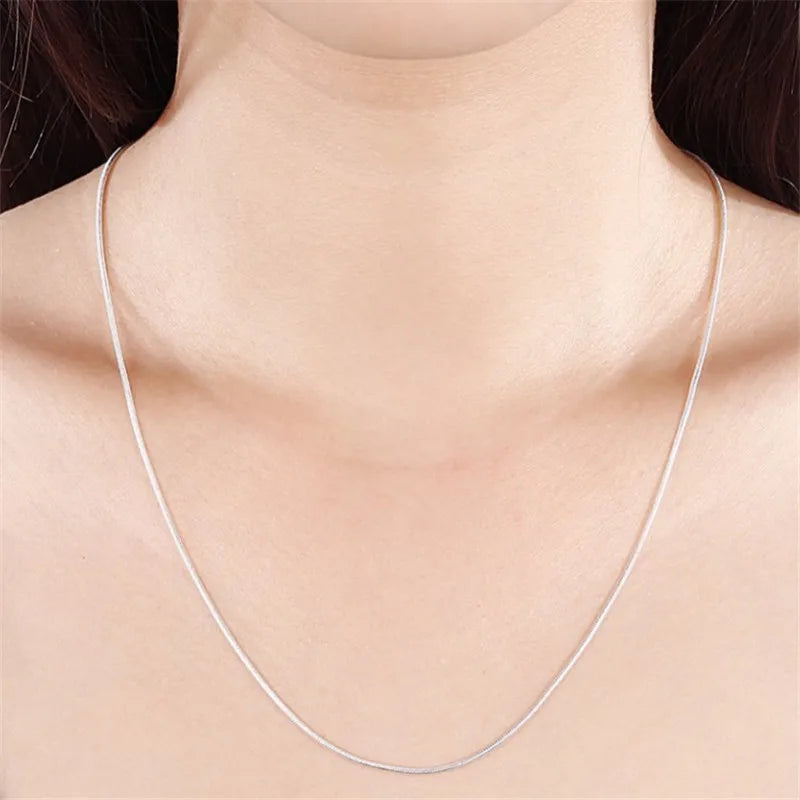 1MM 925 Sterling Silver Snake Chain Necklace – High-Quality Fashion Jewelry for Men & Women