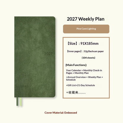 Kinbor 2027 A5/A6 Planner Notebook - Full-Year Daily Journal & Monthly Agenda for Time Management
