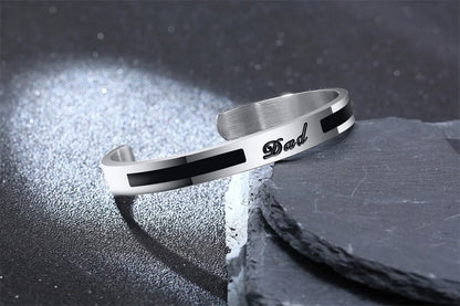 Men's Enamel Bangle - Viking Logo Cuff Bracelet, Stainless Steel Minimalist Bangle for Gentlemen