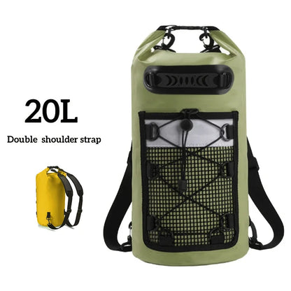 Waterproof PVC Dry Bag Backpack - 10L/20L Shoulder Bag for Kayaking, Trekking, Rafting, Surfing & Boating