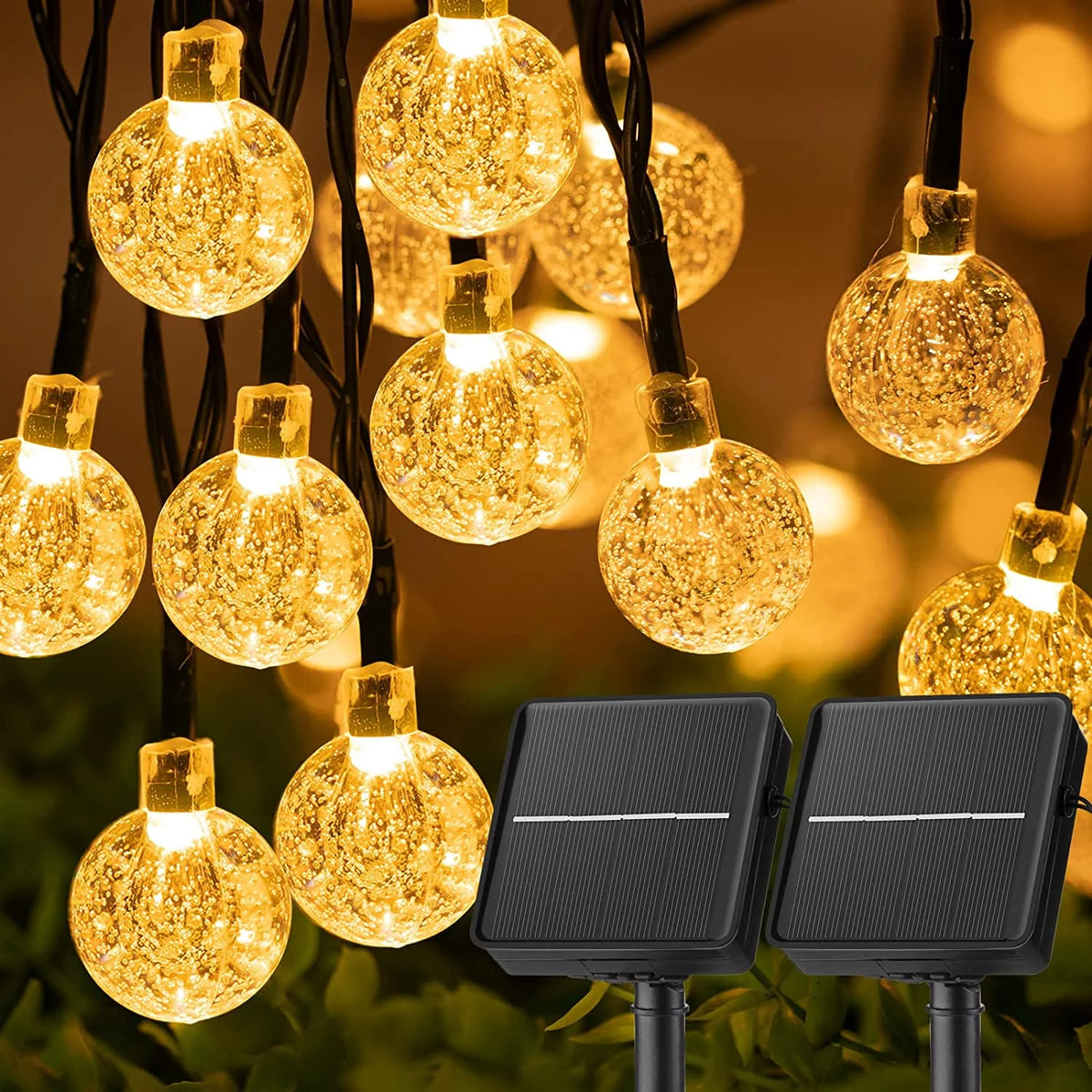 60 LED Solar String Lights - Waterproof Crystal Globe Garden Lights with 8 Modes for Patio, Party & Tree Decor
