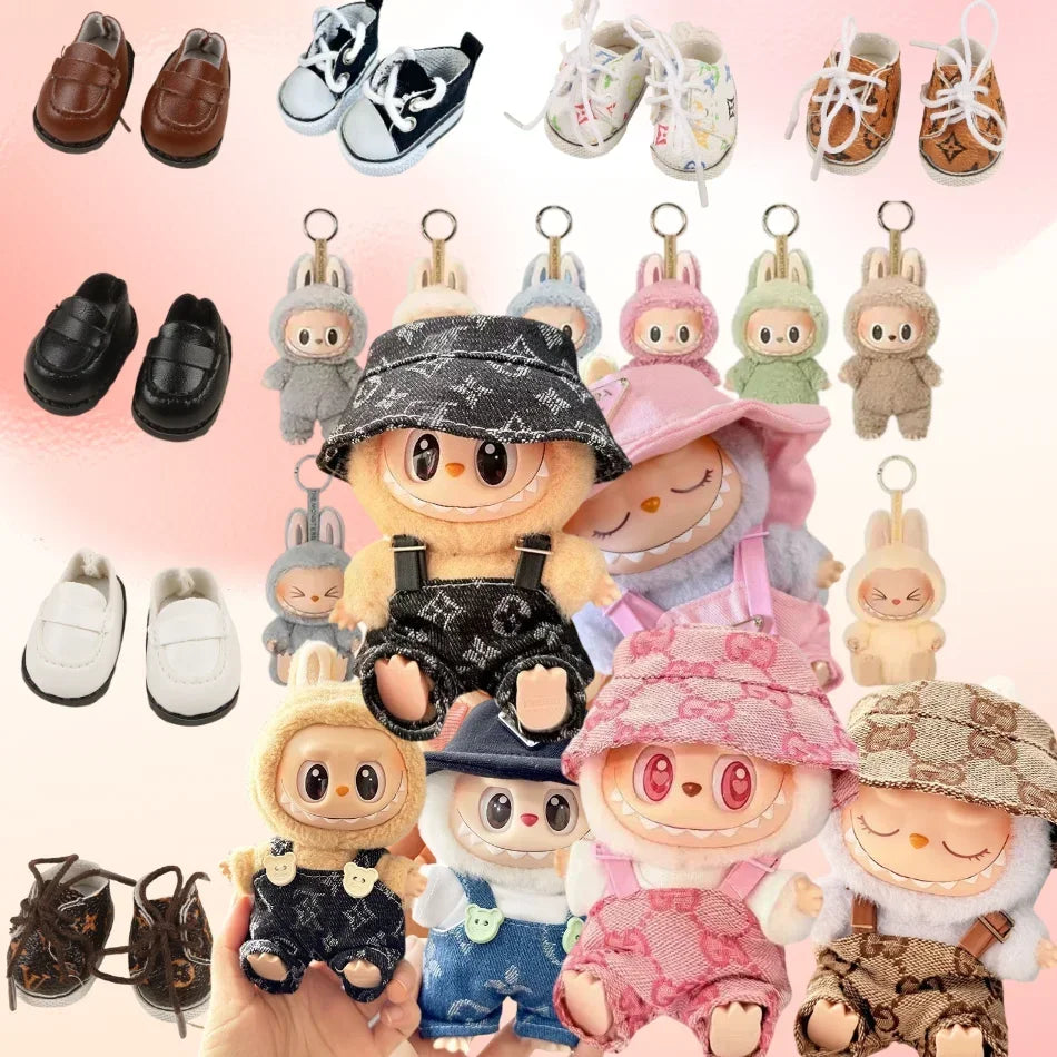 Anime Labubu Doll Clothes — Fashion Overalls for Labubu Idol V1/V2, 15/17cm Plush Doll Clothing Accessories, In Stock