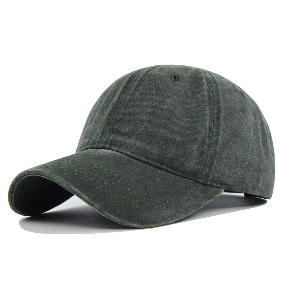 Baseball Snapback Cap – Pure Color Cowboy Hat, Water-Washed Hip Hop Fitted Cap for Men & Women, Spring & Autumn