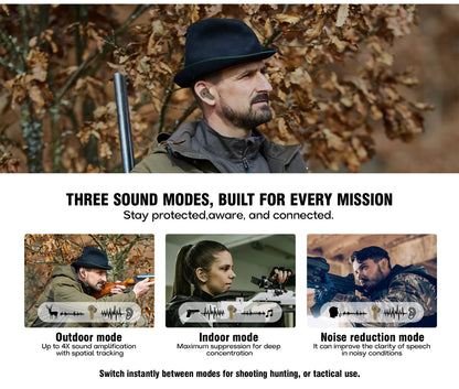 ARM NEXT E30 Tactical Bluetooth Headset – Electronic Noise-Cancelling Earplugs NRR27dB for Shooting