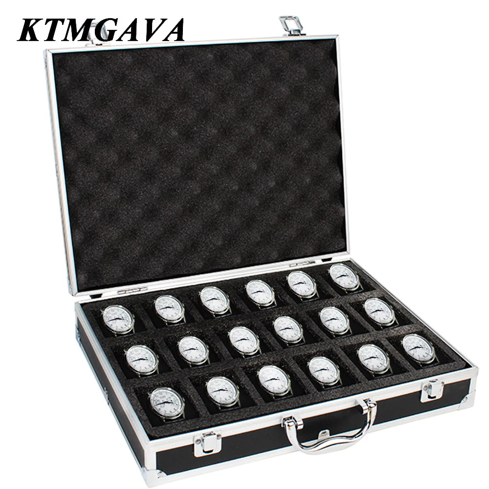 Aluminum Alloy Watch Storage Box – 10/12/18 Grid Large Capacity Black Jewelry Organizer Gift