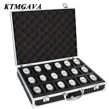 Aluminum Alloy Watch Storage Box – 10/12/18 Grid Large Capacity Black Jewelry Organizer Gift