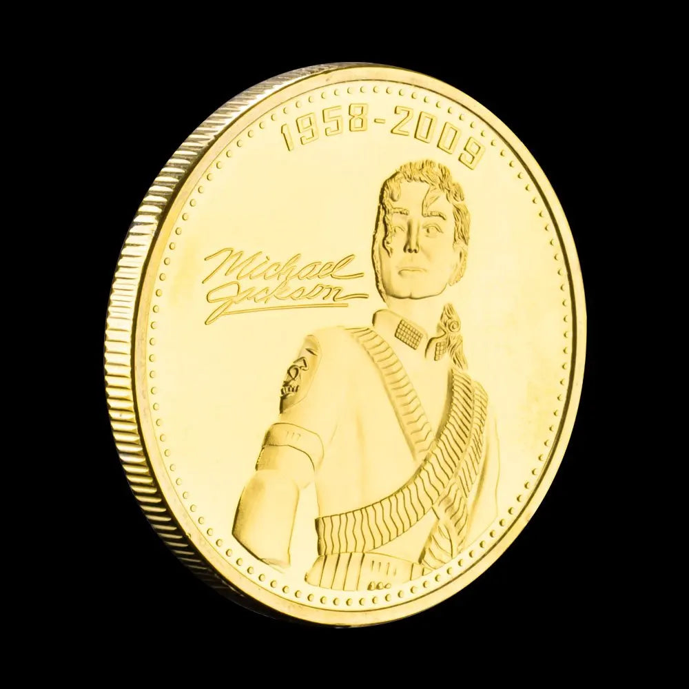 Michael Jackson Commemorative Coin - Gold-Plated King of Pop Souvenir Collectible with 3D Relief Design (1958-2009)
