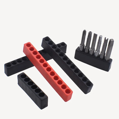 4-Piece 10-Hole Screwdriver Bit Holder Set - Soft Rubber 1/4-Inch Hex Drill Bit Organizer for Power Tools