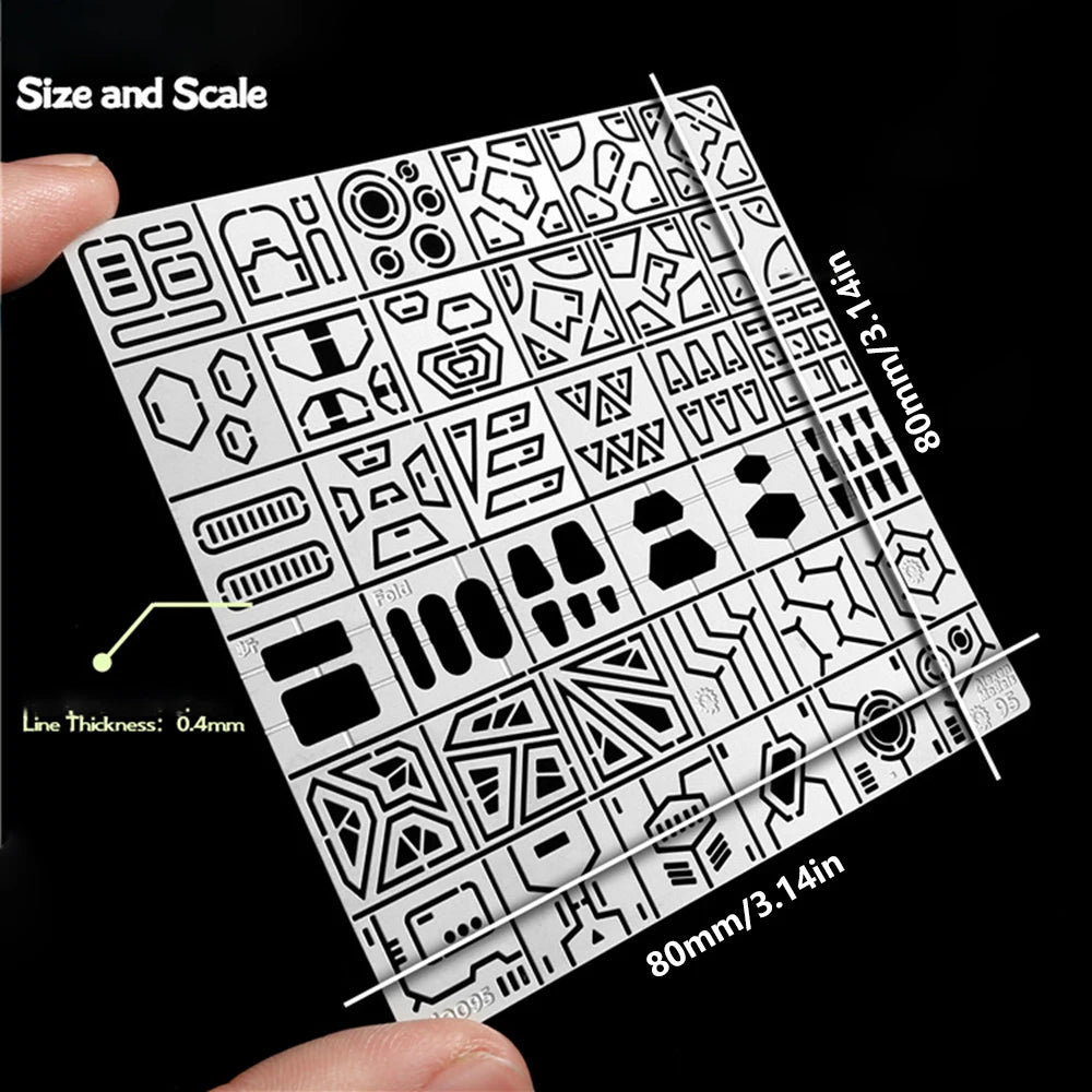 36-in-1 Drill Scribe Line Template Ruler – Precision Groove Drawing Craft Tool for 1/100 & 1/144 Scale Model Detailing