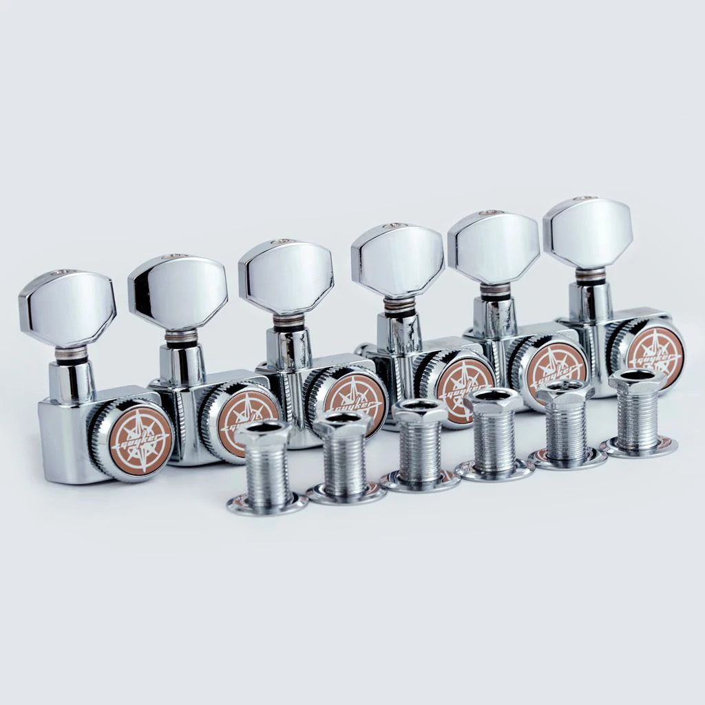 GUYKER 6R/6L Locking Guitar Machine Heads — Chrome Tuning Pegs, No-Screw Tuners