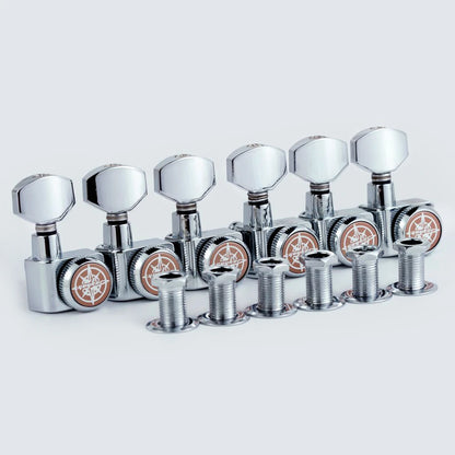 GUYKER 6R/6L Locking Guitar Machine Heads — Chrome Tuning Pegs, No-Screw Tuners
