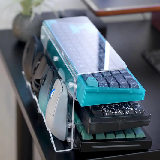 3-Tier Acrylic Keyboard & Mouse Organizer – Desktop Storage Stand for Study Room & Office