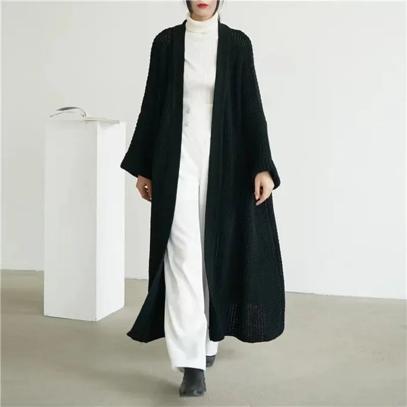 Autumn Winter Women’s Long Knitted Cardigan Sweater – Casual Loose Warm Long Sleeve Coat