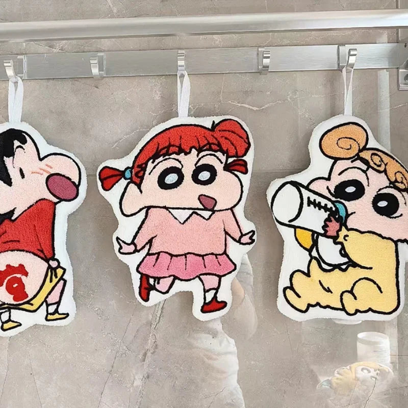 Crayon Shin-Chan Hand Towel - Kawaii Water-Absorbent Coral Fleece for Kitchen & Bathroom Use