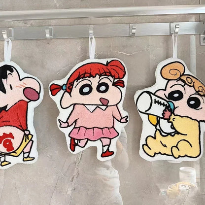 Crayon Shin-Chan Hand Towel - Kawaii Water-Absorbent Coral Fleece for Kitchen & Bathroom Use