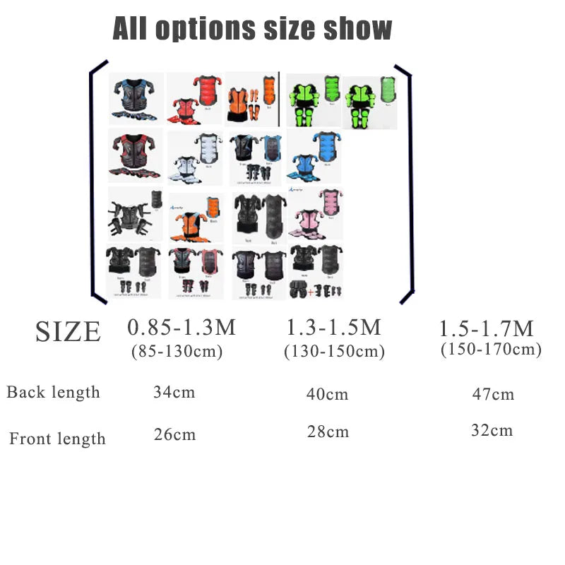Full Body Protective Armor for Kids & Youth – Motocross, Skating Vest with Chest, Spine, Knee & Elbow Guards (0.8-1.6m)