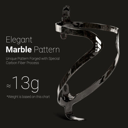 MANA 12g Marble-Pattern Carbon Fiber Bicycle Bottle Cage — Ultra-Light Full Carbon with Aluminum Alloy Screws for Road/MTB/Gravel