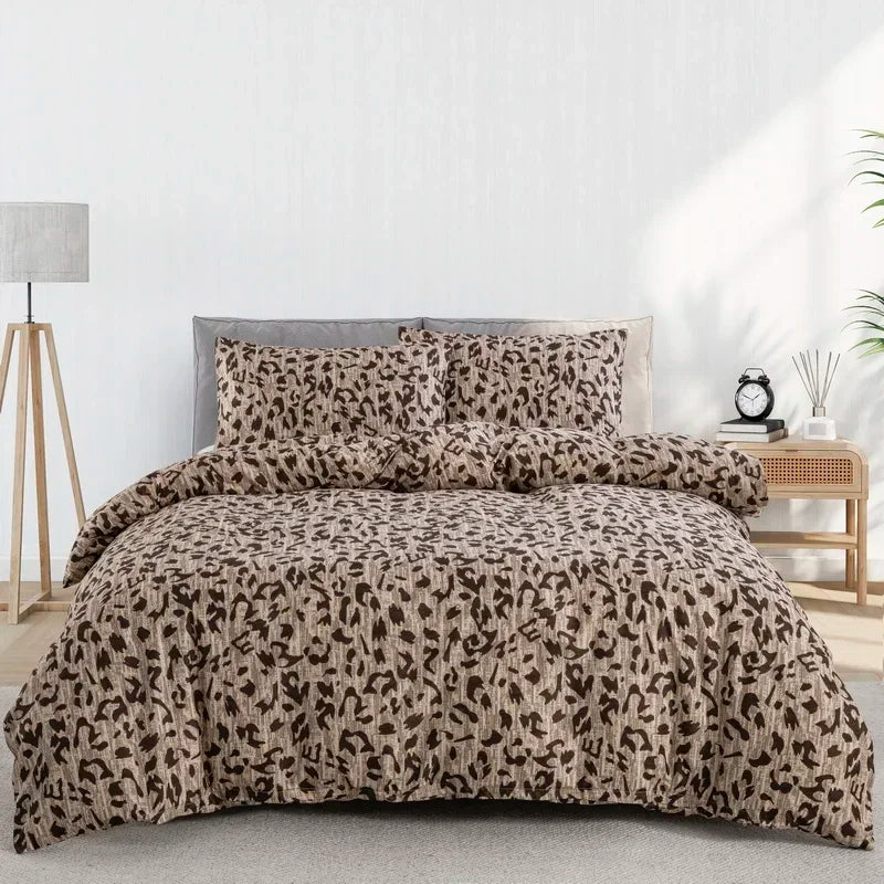 Grey Feather Duvet Cover Set – Full/Queen Boho Bedding with Soft Reversible White Comforter Cover for Kids & Teens
