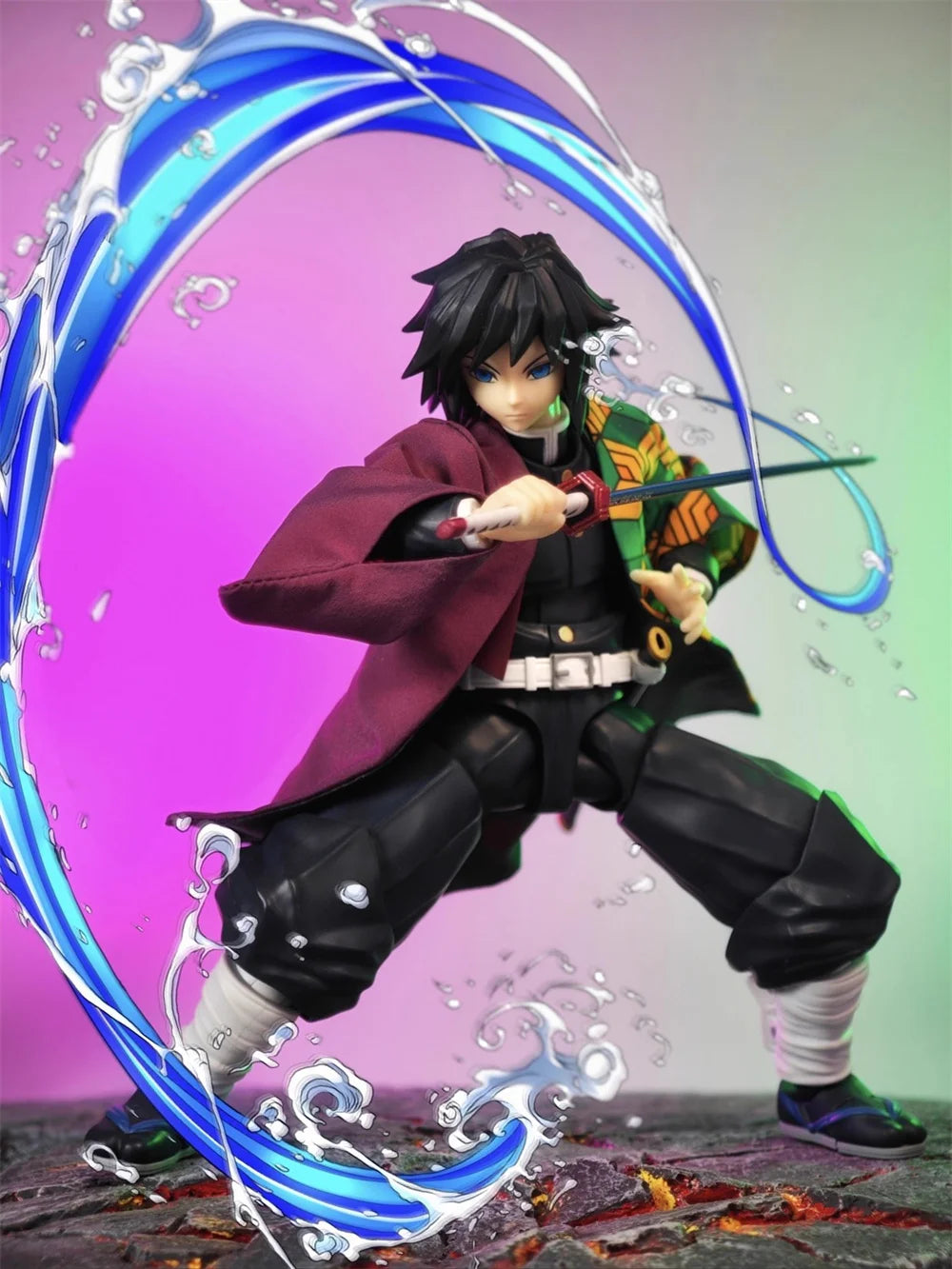 1/12 Scale Demon Slayer Action Figure – Tomioka Giyuu & Kamado Tanjirou with Grid Cloak Kimono for 6" Body Models