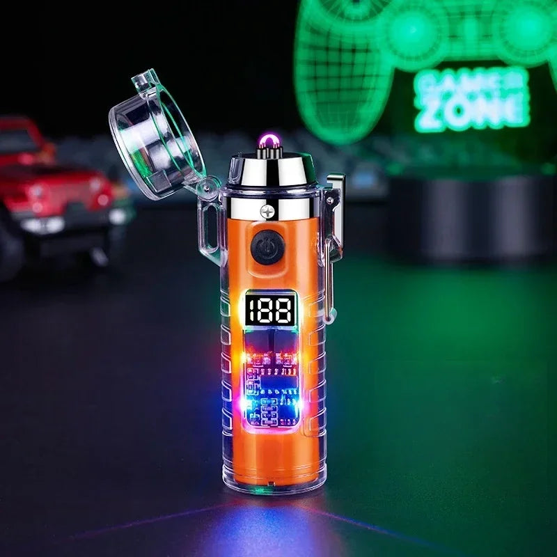Dual Arc USB Lighter & Flashlight — Windproof Portable Plasma Ignition Survival Tool