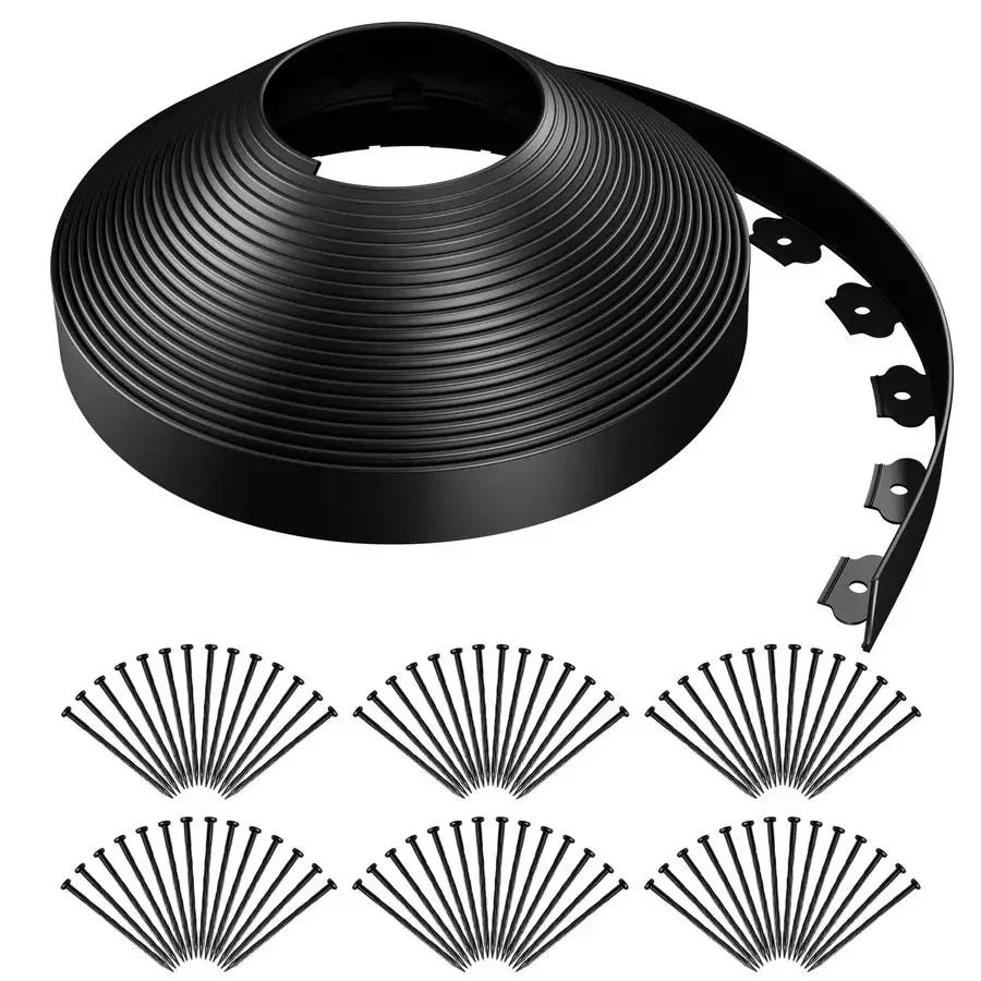 92FT Plastic Garden Edging Kit – 2-Inch No-Dig Lawn Border with 84 Stakes for Yard & Flower Beds