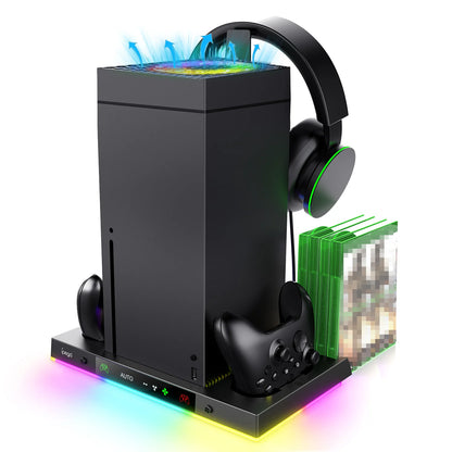 IPEGA Console Charging Dock for Xbox – Smart Temperature Control Dock with Overhead Cooling Fan and RGB Light Stand XBX024S