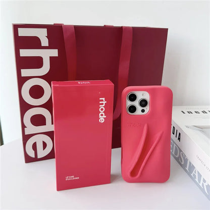 Rhode Bag iPhone Case - Lip Gloss Style Silicone Stand Cover for iPhone 17 Air 16 15 14 13 12 Pro Max Plus 16E