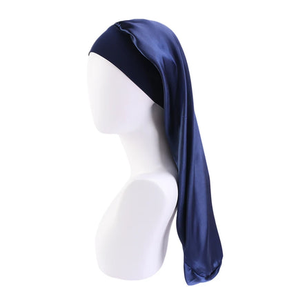 Long Satin Sleep Bonnet for Women — Silky Hair Care Cap with Wide Elastic Band for Braids, Curly & Natural Hair