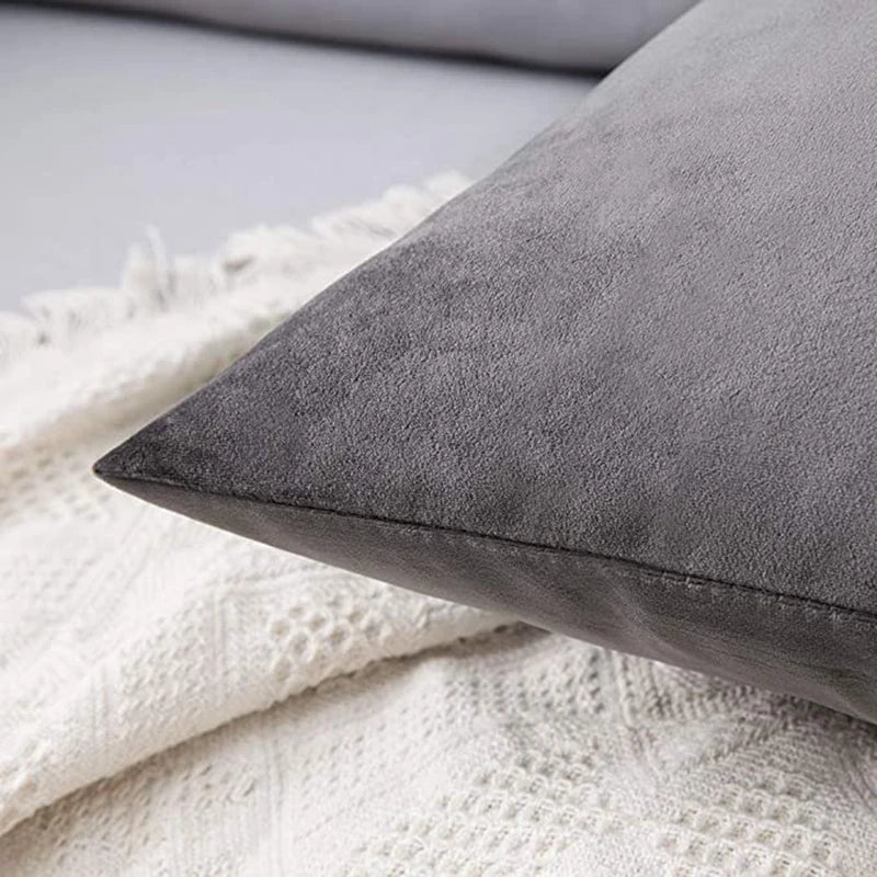 Inyahome Soft Velvet Cushion Cover - Pink Grey Beige Green Decorative Pillowcase For Bedroom Sofa 30x50cm 45x45cm